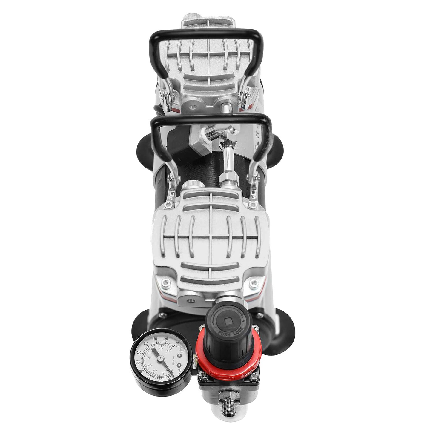 PointZero 1/3 HP Double Piston Airbrush Compressor with Regulator, Gauge and Water Trap - Quiet Professional Air Pump