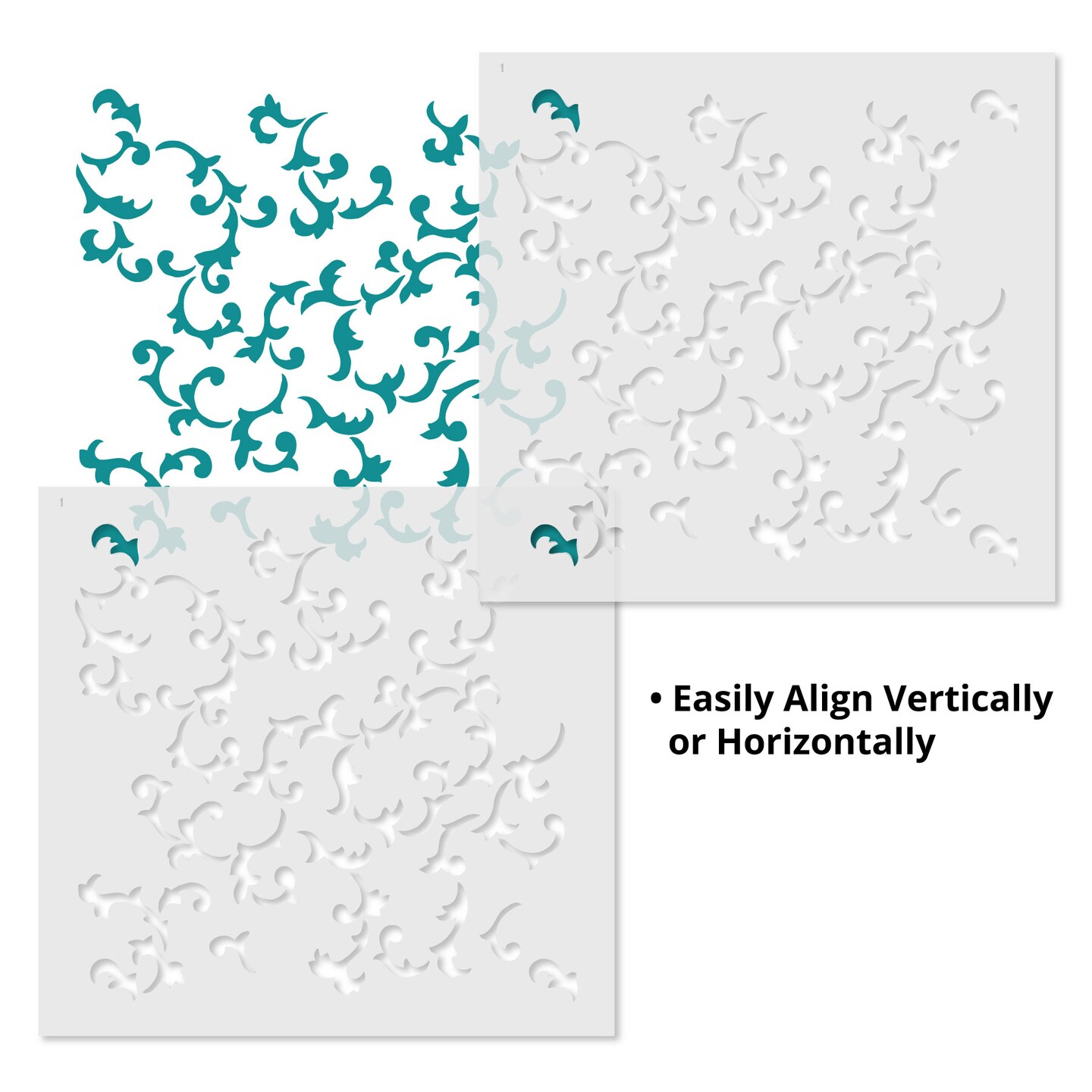 Scroll Wallpaper Wall Stencil | 3303 by Designer Stencils | Pattern Stencils | Reusable Stencils for Painting | Safe & Reusable Template for Wall Decor | Try This Stencil Instead of a Wallpaper | Easy to Use & Clean Art Stencil Pattern