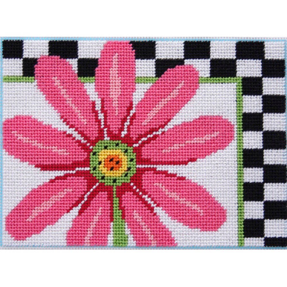 Pink Daisy &#x26; Checks - Needlepoint Kit