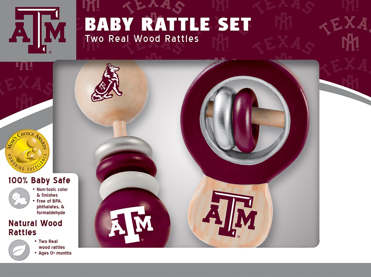 BabyFanatic Wood Rattle 2 Pack - NCAA Texas A&M Aggies - Officially ...