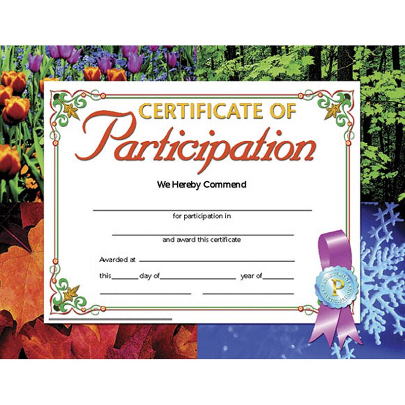 Certificate of Participation, 8.5&#x22; x 11&#x22;, Pack of 30