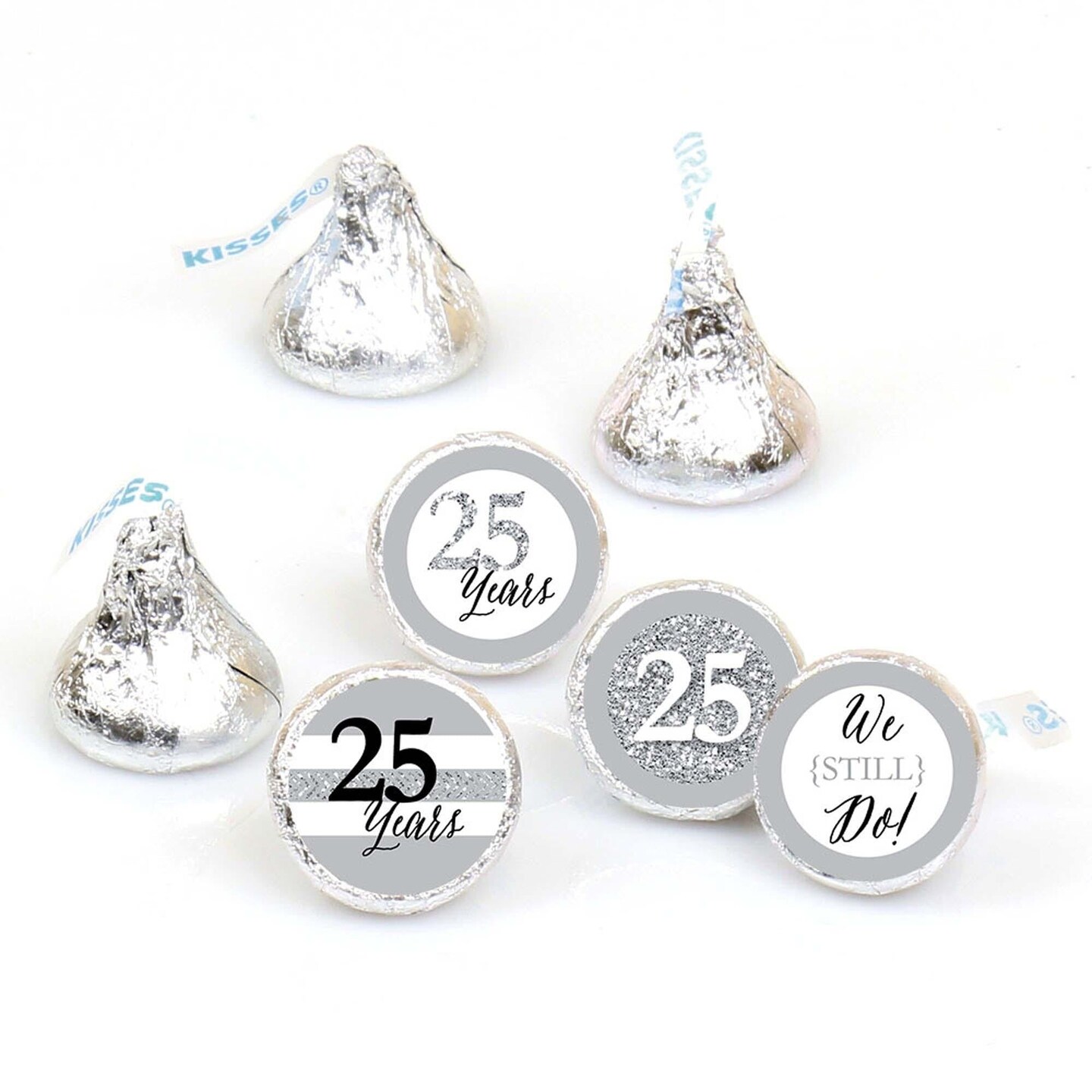 Big Dot of Happiness We Still Do - 25th Wedding Anniversary - Party Round Candy Sticker Favors - Labels Fits Chocolate Candy (1 sheet of 108)