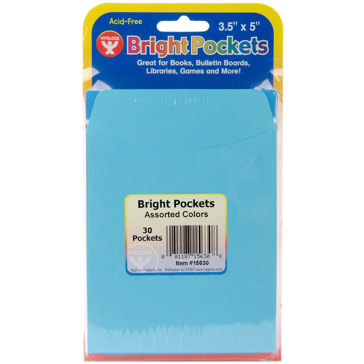 Hygloss Mighty Bright Pockets 3.5&#x22;X5&#x22; 30/Pkg-Assorted Colors