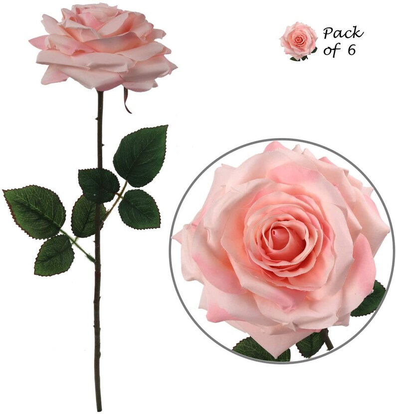 Delicate Light Pink Silk Rose Artificial Flowers - Stunning for Weddings, Home Decor and DIY Crafts