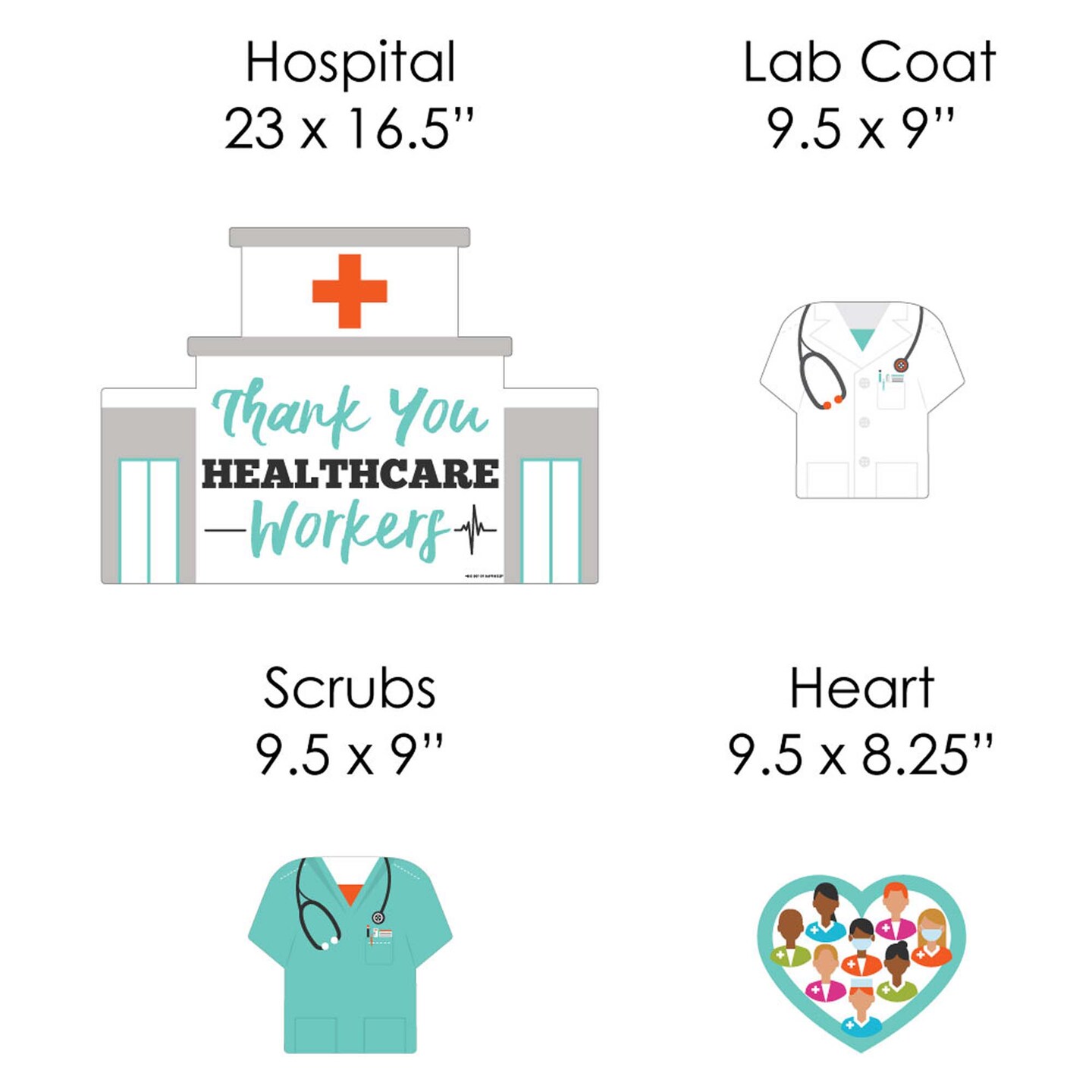 Big Dot of Happiness Thank You Healthcare Workers - Yard Sign and Outdoor Lawn Decorations - Doctor and Nurse Appreciation Yard Signs - Set of 8