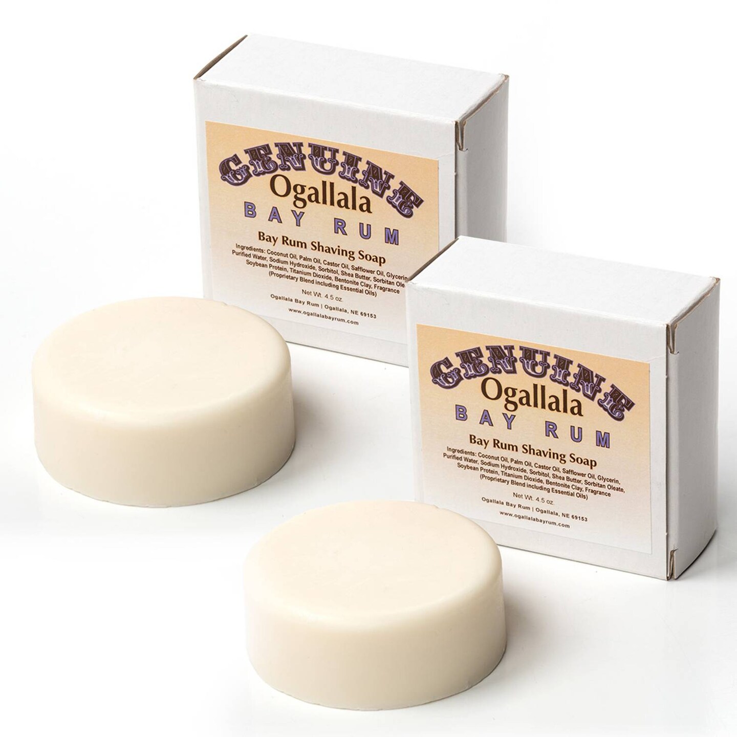 Bay Rum Shaving Soap - Sweet, Spicy and Woodsy Scent for Smooth Wet Shave, 4.5 Oz Bar, 2 Pack