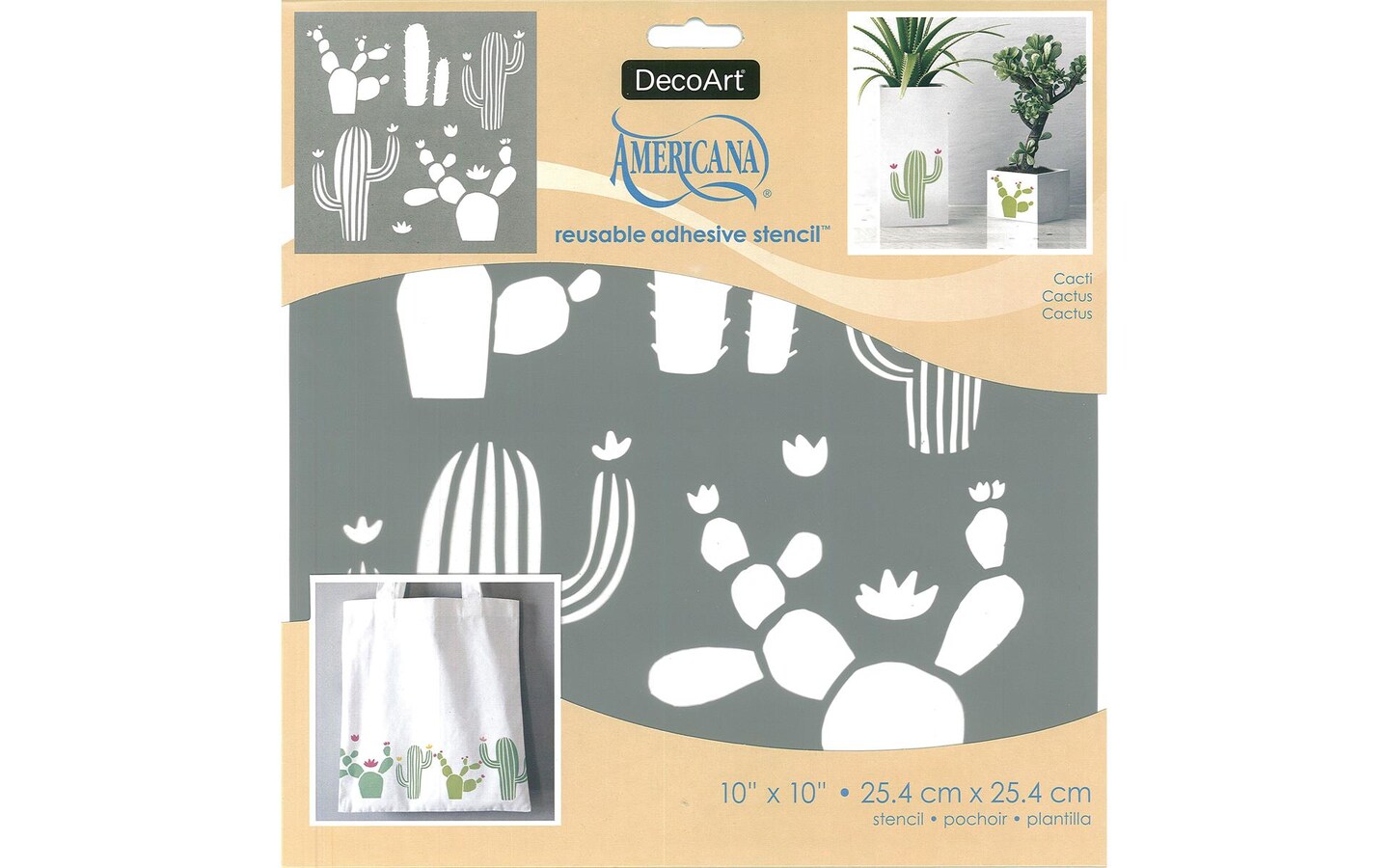 Decoart Americana Adh Stencil 10x10 Cacti