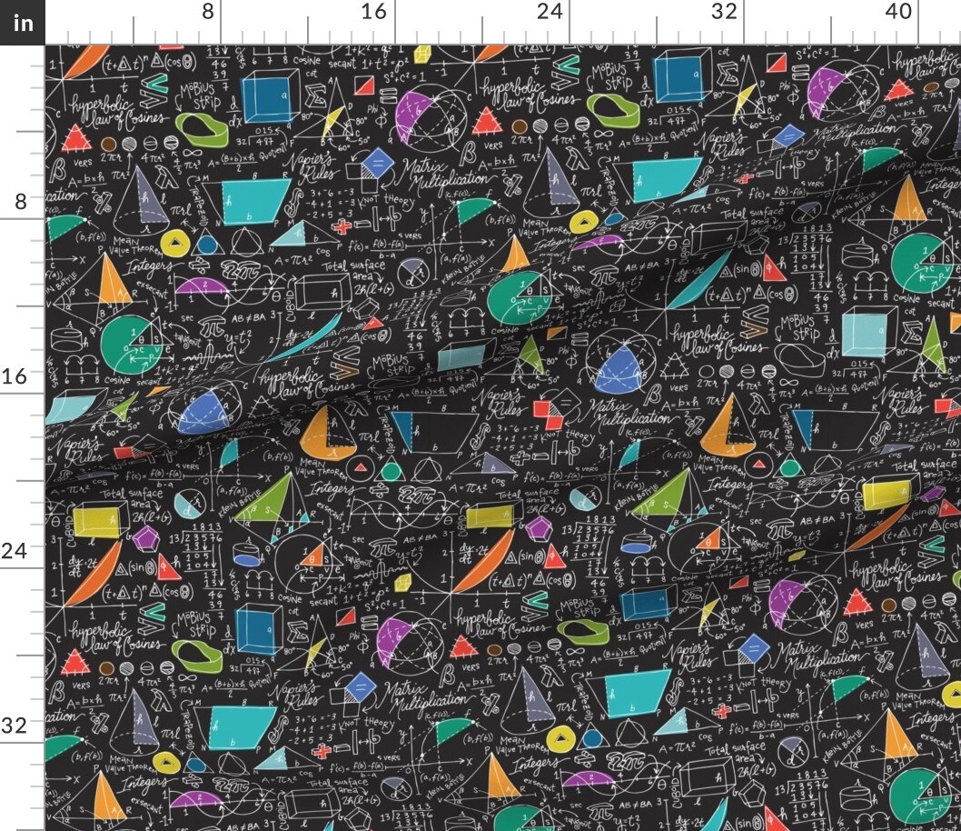 Petal Signature Cotton by the Yard or Fat Quarter Count Math Mathematics Numbers Science Black Geometry Custom Printed Fabric by Spoonflower