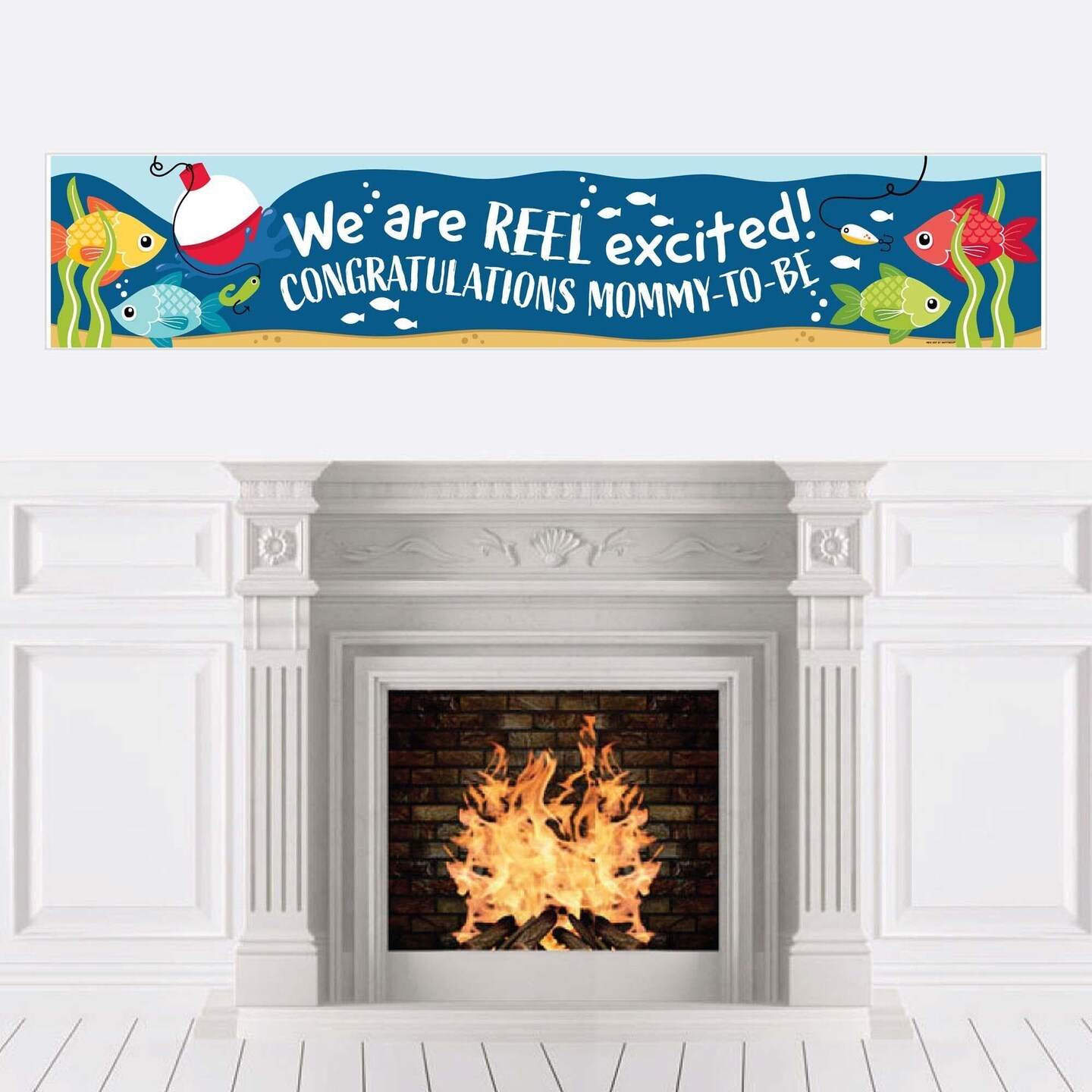 Big Dot of Happiness Let&#x27;s Go Fishing - Fish Themed Baby Shower Decorations Party Banner