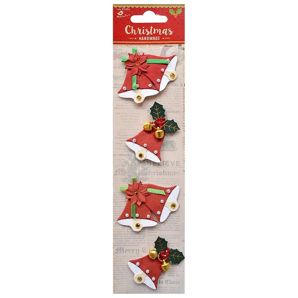 Little Birdie Christmas Embellishment 4/Pkg-Jingle Bells