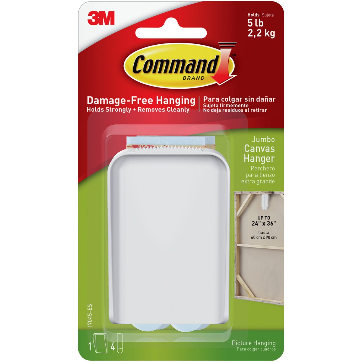 Command Jumbo Canvas Hanger 1/Pkg-1 White Hook &#x26; 4 Strips