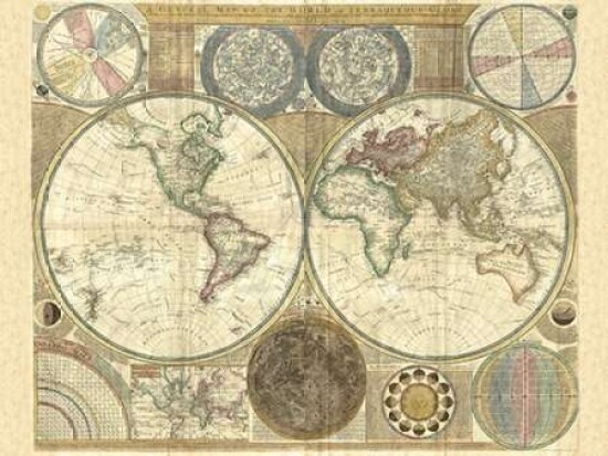 Double hemisphere map of the world 1794 Poster Print by Samuel Dunn - Item # VARPDX3MP594
