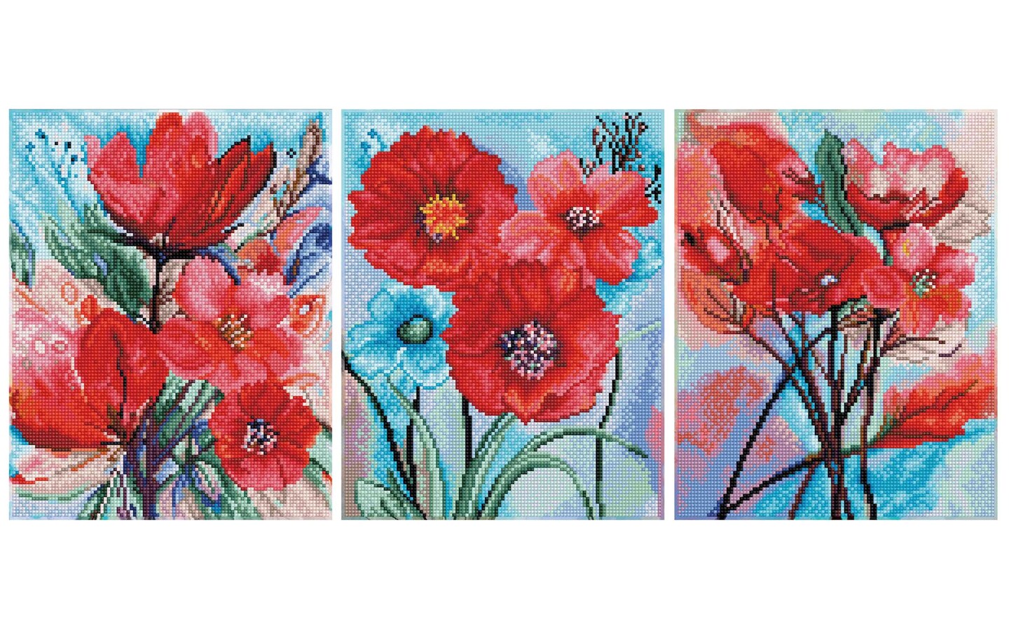DIAMOND ART BY LEISURE ARTS Diamond Painting Kits For Adults 11x14  Advanced Triptych Red Poppies, Set of 3, Full Drill, Diamond Art Kits,  Dimond Art, Diamond Art for Adults