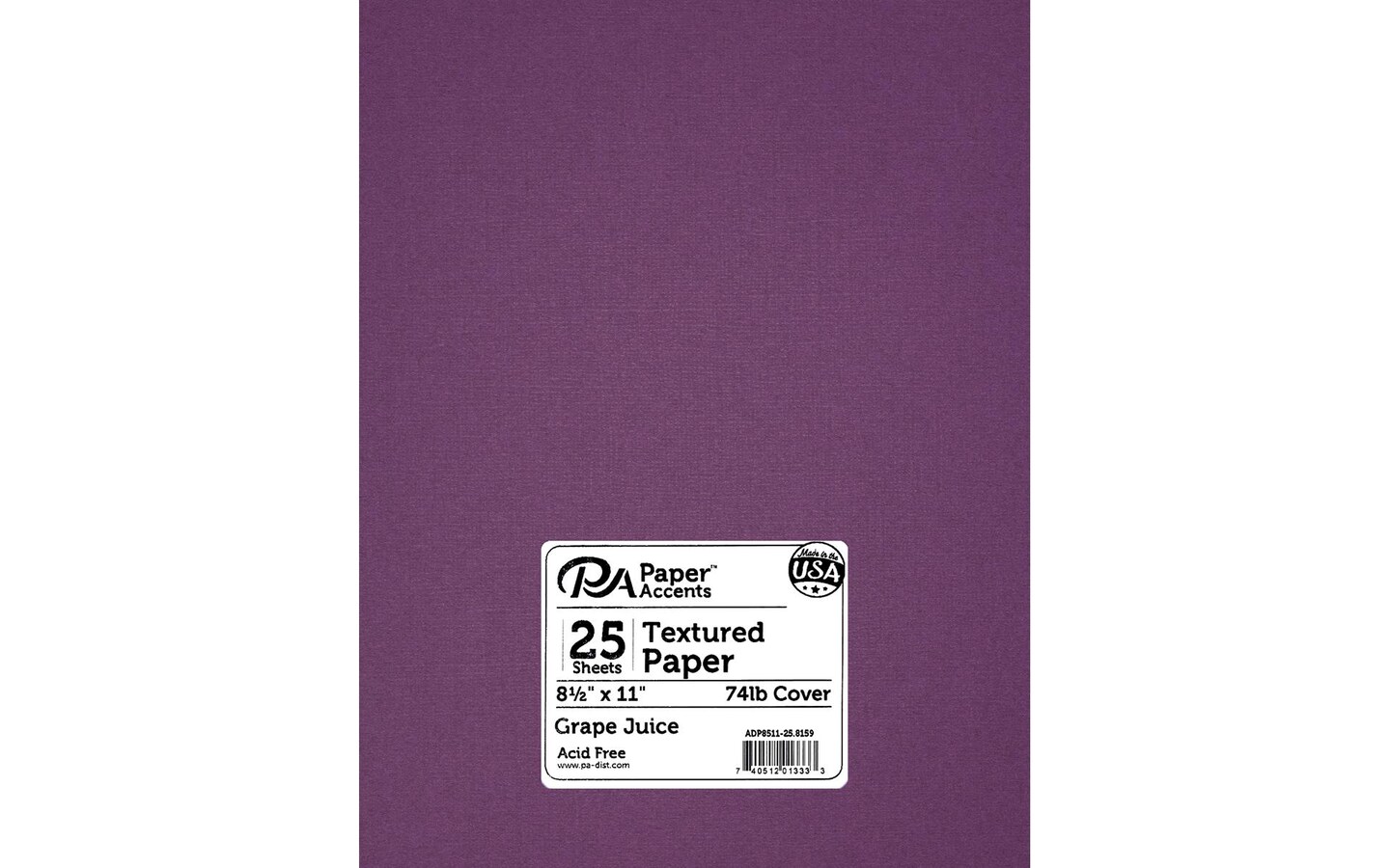 PA Paper Accents Canvas Cardstock 8.5" x 11" Grapejuice, 74lb colored