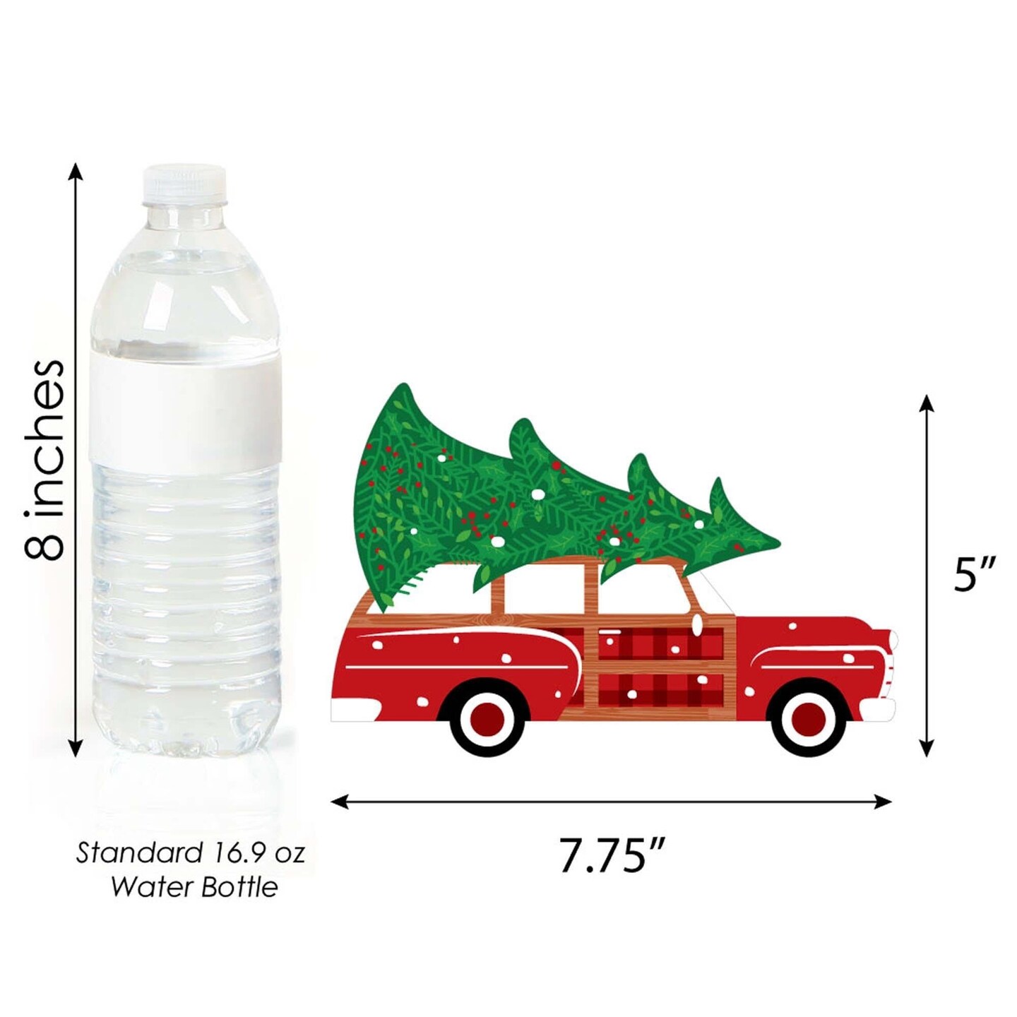 Big Dot of Happiness Merry Little Christmas Tree - Decorations DIY Red Truck and Car Christmas Party Essentials - Set of 20