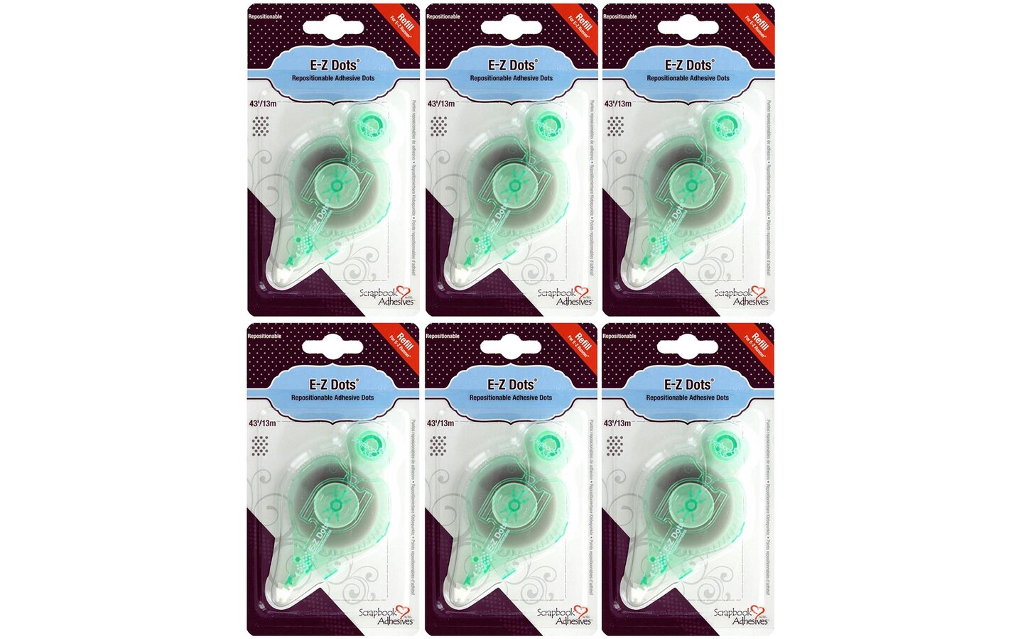 3L Scrapbk Adh EZ Dots Repostnl Refill 49&#x27; 6pc