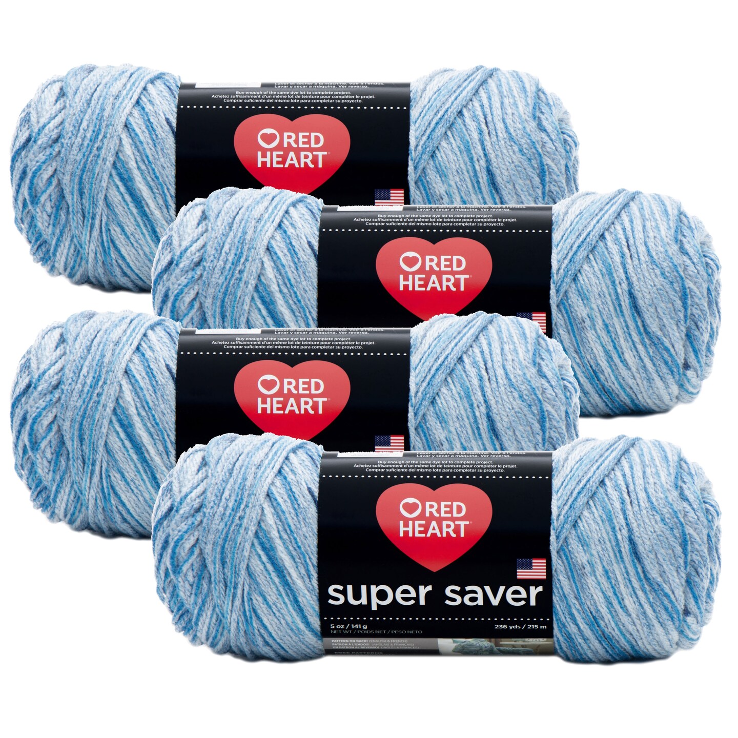 (Pack of 4) Red Heart Super Saver Yarn-Lapis
