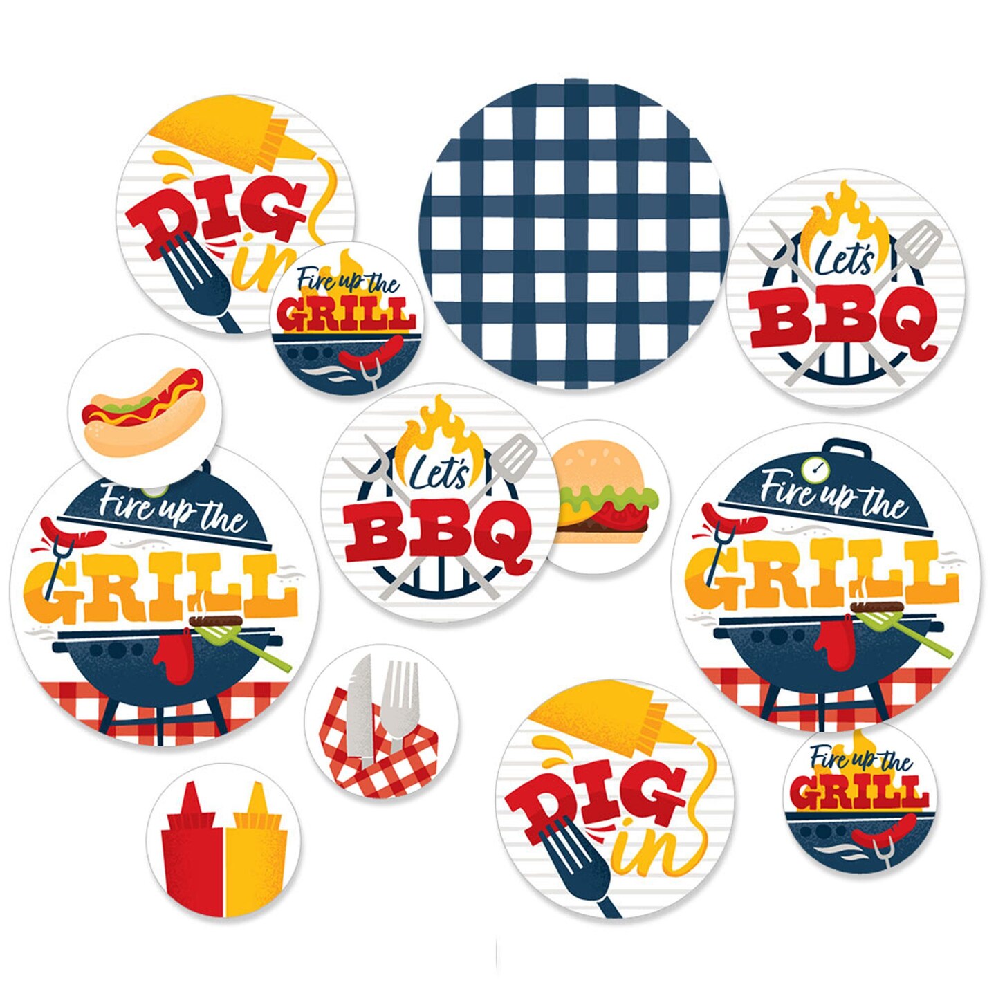 Big Dot of Happiness Fire Up the Grill - Summer BBQ Picnic Party Giant Circle Confetti - Party Decorations - Large Confetti 27 Count