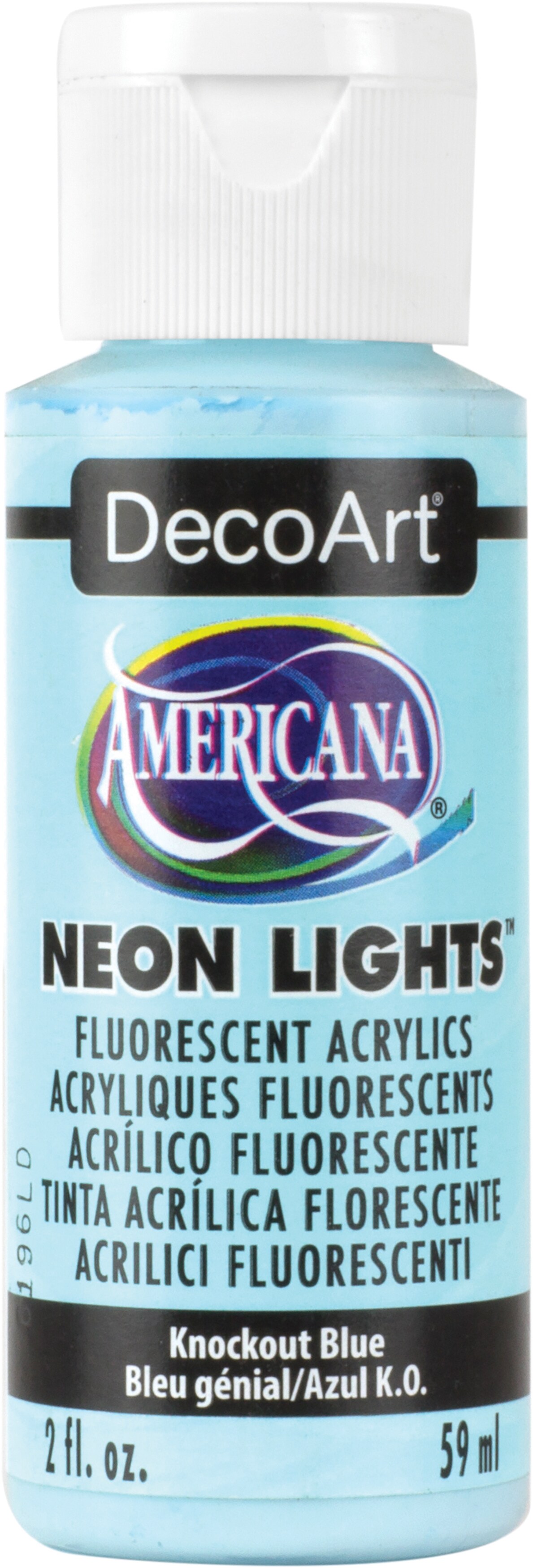 DecoArt Americana Neon Lights Fluorescent Acrylic Paint 2oz-Knockout Blue