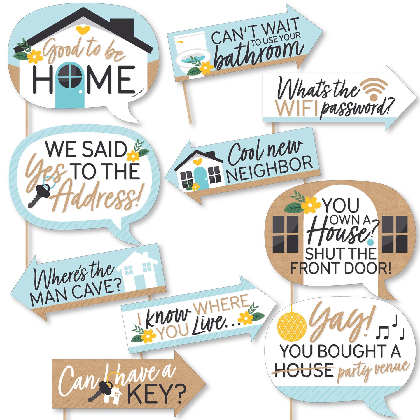 Big Dot of Happiness Funny Welcome Home Housewarming - New Sweet Home Photo Booth Props Kit - 10 Piece