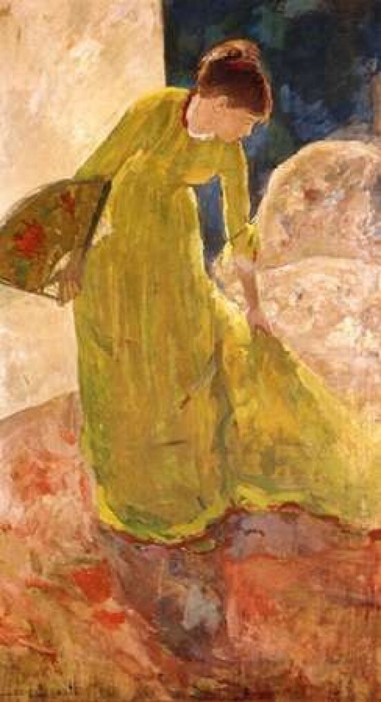 Woman Standing Holding A Fan 1879 Poster Print by  Mary Cassatt - Item # VARPDX372756
