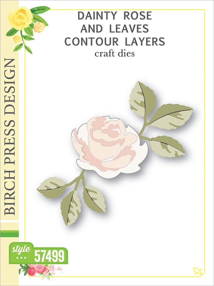 Birch Press Designs Dies-Dainty Rose &#x26; Leaves Contour Layers
