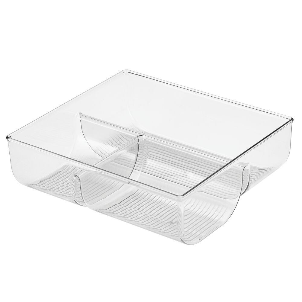 mDesign Plastic Divided Food Storage Container Lid Holder Bin