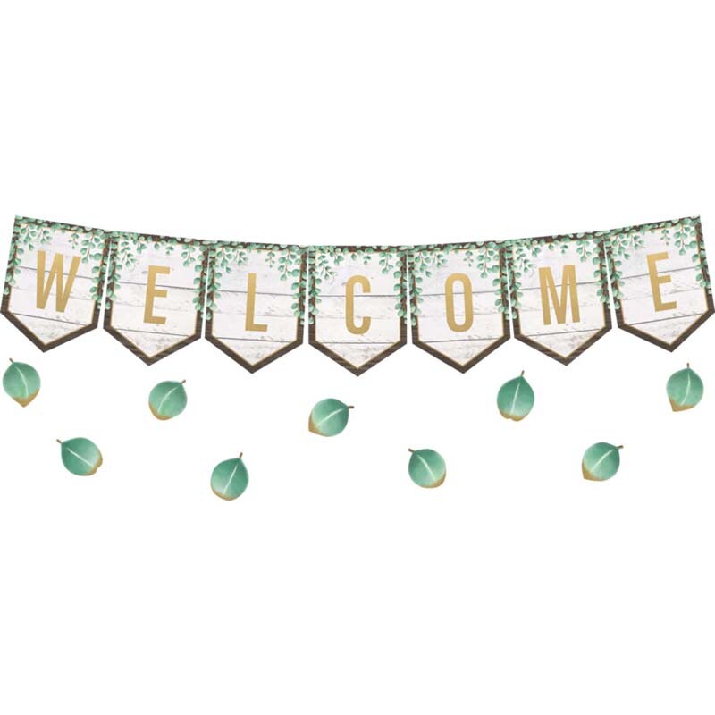 Eucalyptus Pennants Welcome Bulletin Board Set | Michaels