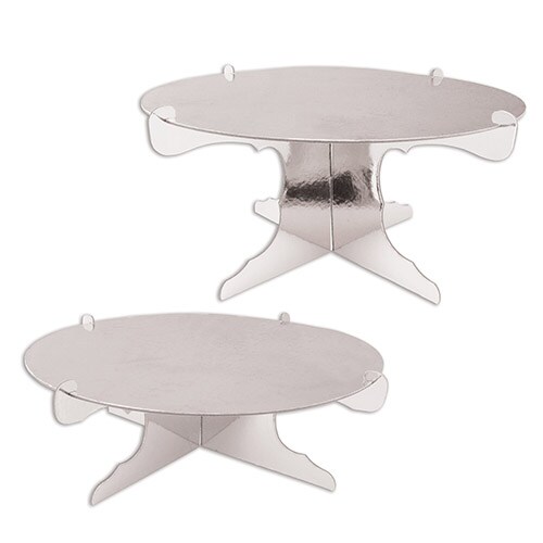 2 Piece Durable Metallic Cake Stands Cupcake Holder, 4"6" x 12.5", Silver Michaels