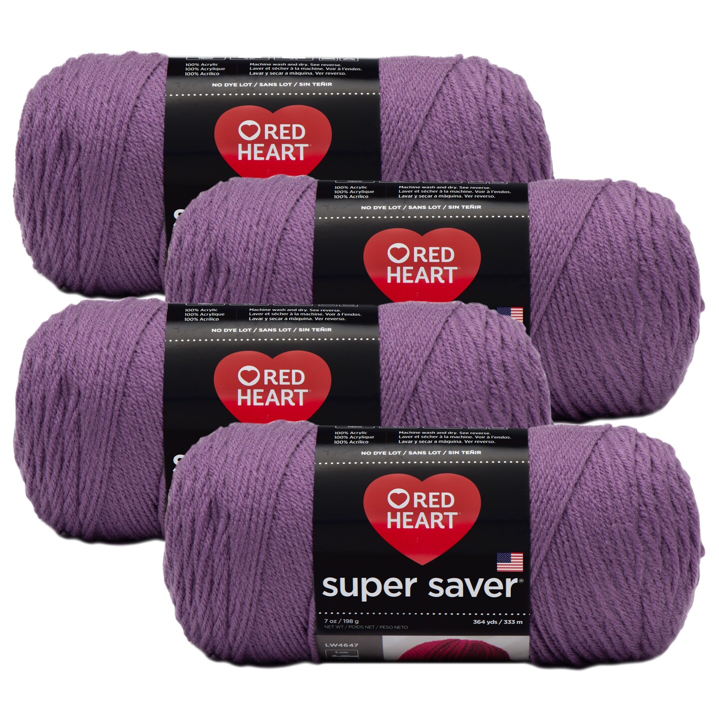 (Pack of 4) Red Heart Super Saver Yarn-Medium Purple