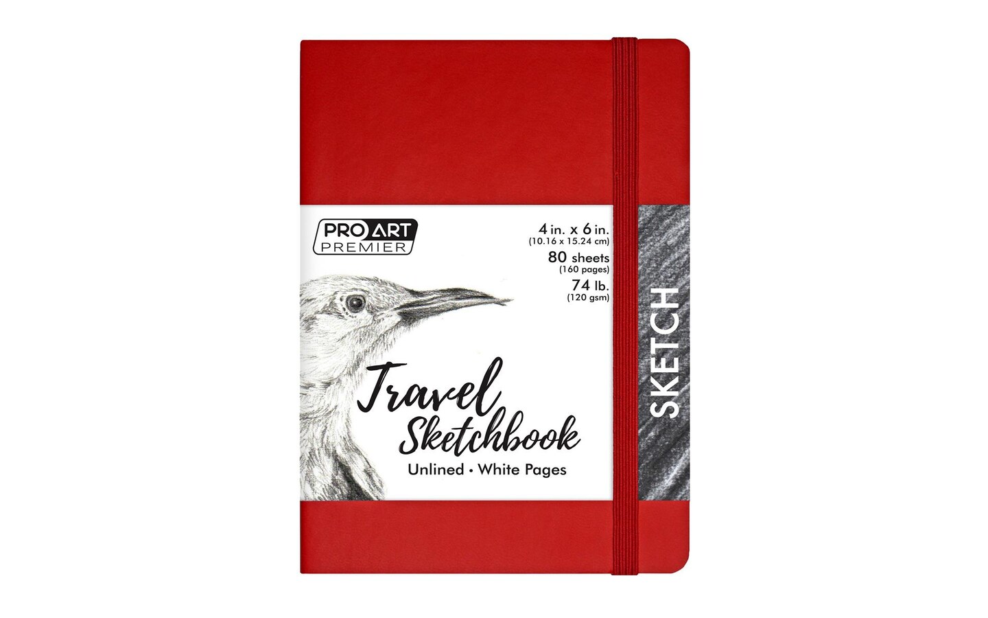 Pro Art Premier Sketch Book Travel 6&#x22;x 4&#x22; White 74lb Red 80 Sheets, Sketch Book, Sketchbook, Drawing Pad, Sketch Pad, Drawing Paper, Art Book, Drawing Book, Art Paper, Sketchbook for Drawing