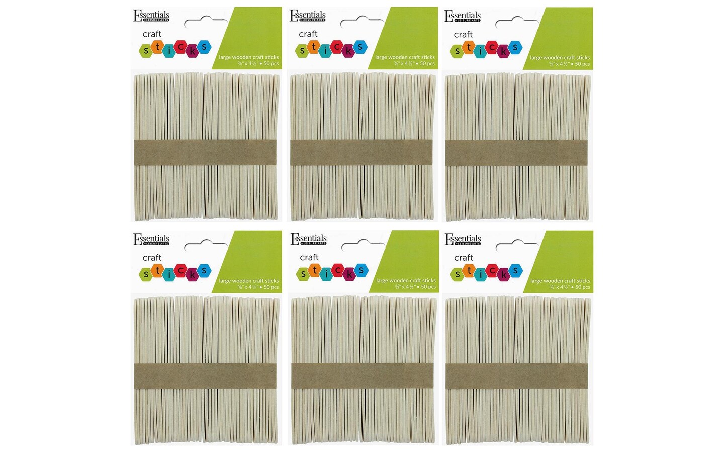EBL Wood Craft Sticks .63x4.5" 6 packs of 50pc Michaels