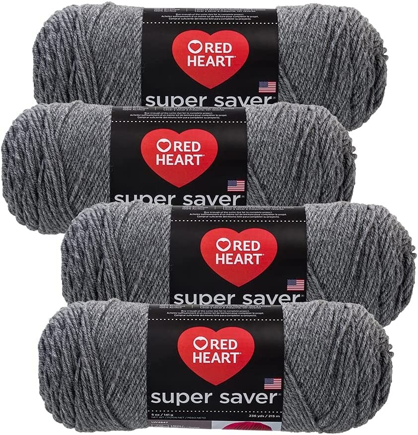 (Pack of 4) Red Heart Super Saver Yarn-Gray Heather