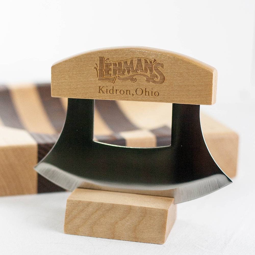 Lehman&#x27;s ULU Crescent Rocker Knife, 6 inch Curved Stainless Steel Blade Chops and Minces Salad, Fruit, Vegetables and Herbs