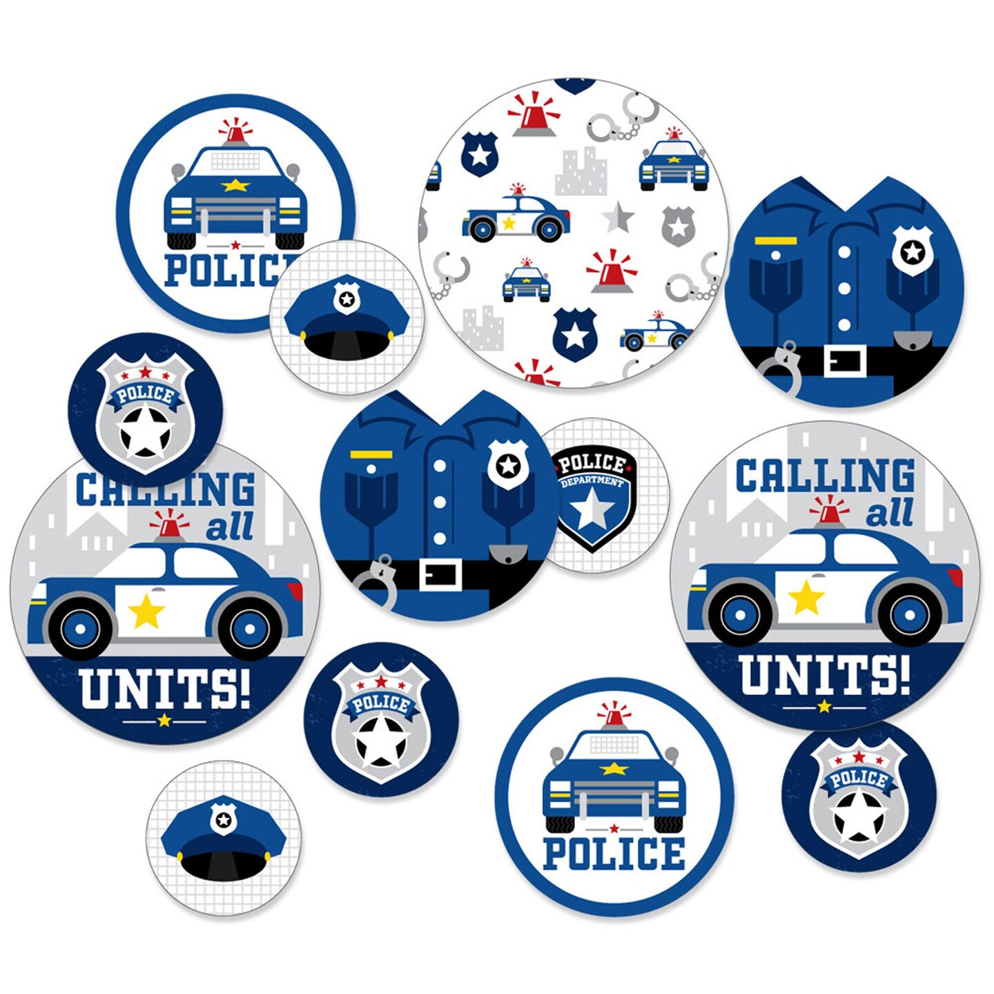 Big Dot of Happiness Calling All Units - Police - Cop Birthday Party or Baby Shower Giant Circle Confetti - Party D&#xE9;cor - Large Confetti 27 Count