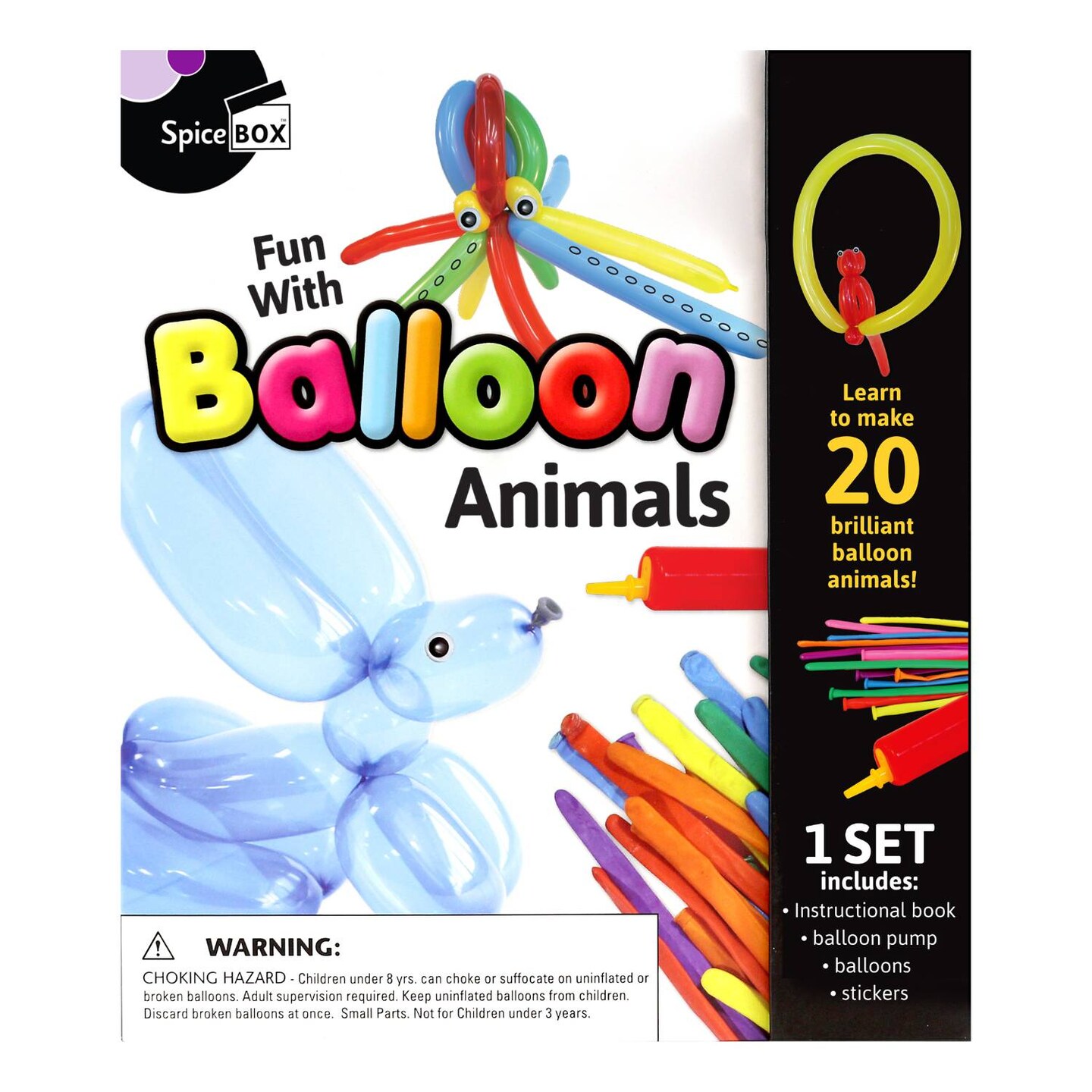 SpiceBox Fun With Balloon Animals Children&#x27;s Air Pump Balloons Activity Kit