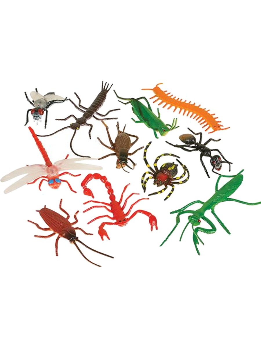 Lot of 12 Assorted Halloween Decor Plastic 3&#x22; Insect Bug