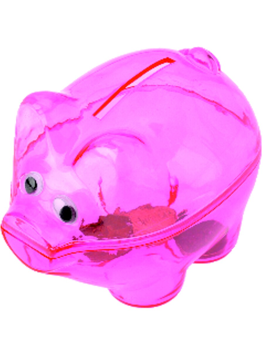 Pink plastic piggy shop bank