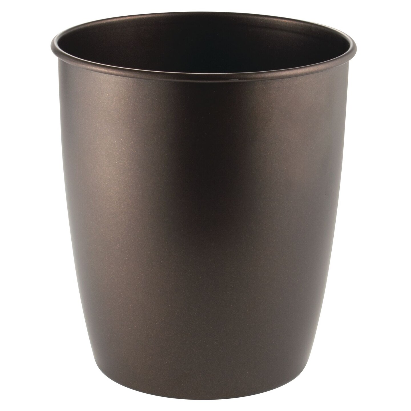 mDesign Round Metal Trash Can Wastebasket, Garbage Container
