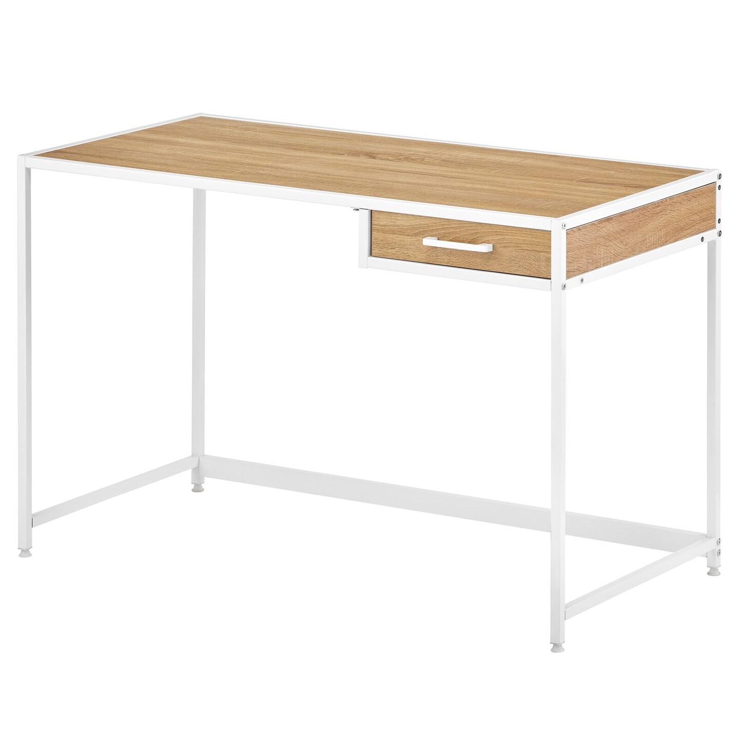 mDesign Metal &#x26; Wood Home Office Desk with Right Drawer