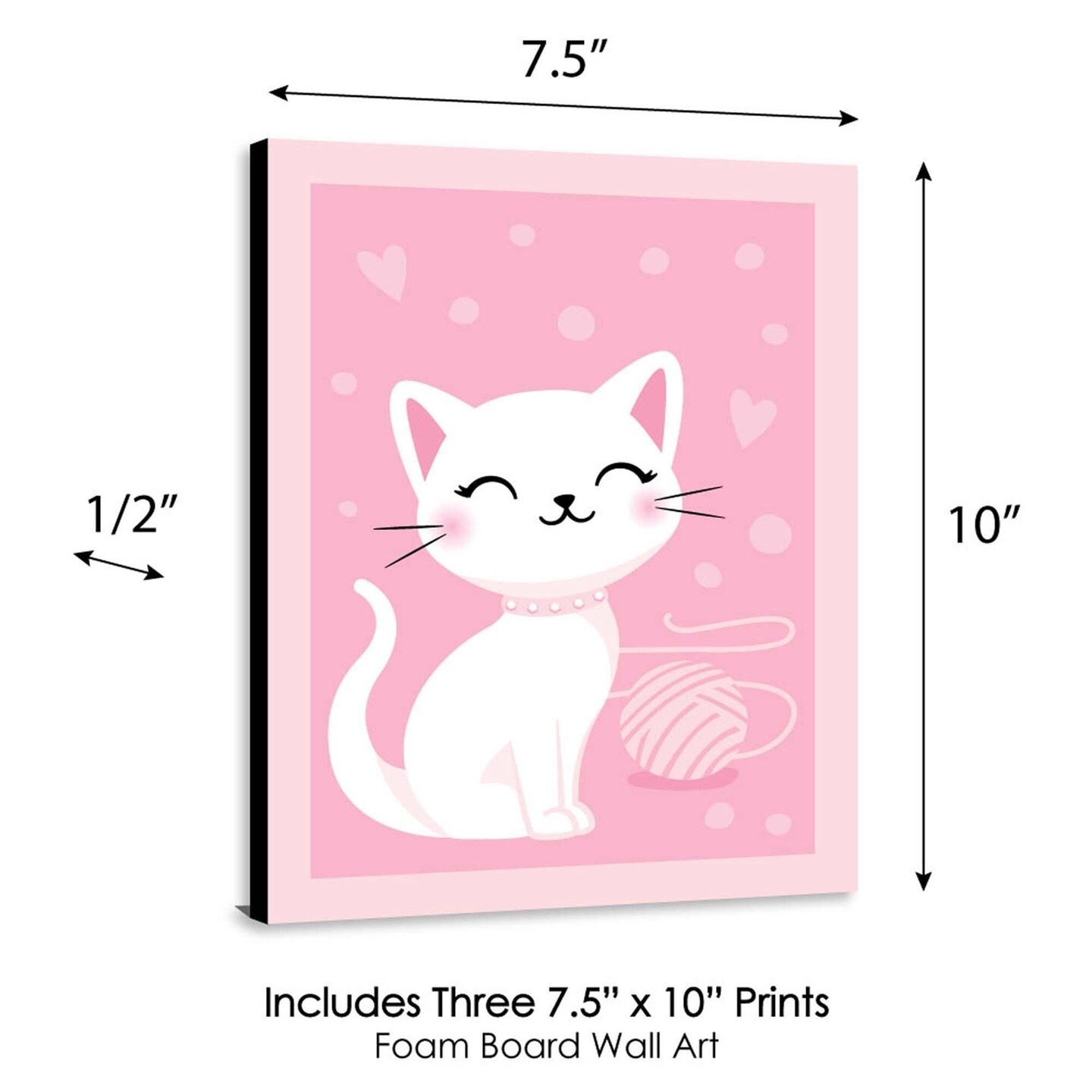 Big Dot of Happiness Purr-fect Kitty Cat - Kitten Meow Nursery Wall Art and Kids Room Decorations - Gift Ideas - 7.5 x 10 inches - Set of 3 Prints