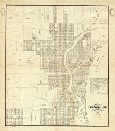 Map of Milwaukee, 1856 Poster Print by I.A Lapham - Item # VARPDX295128