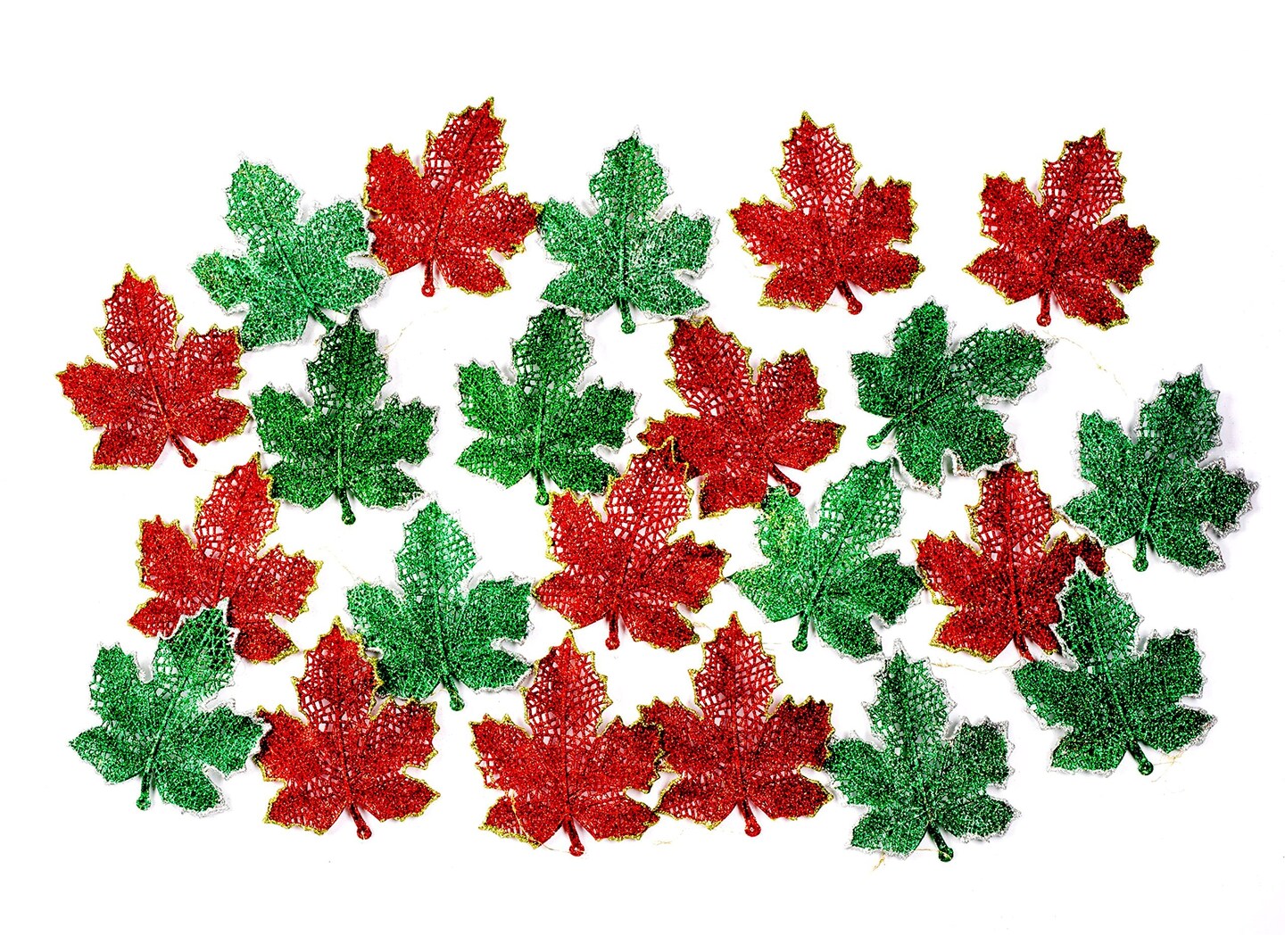 Christmas Ornament Leaves, Shatterproof hanging ornaments for Christmas tree, Indoor and outdoor Christmas holiday home decoration (Red & Green)