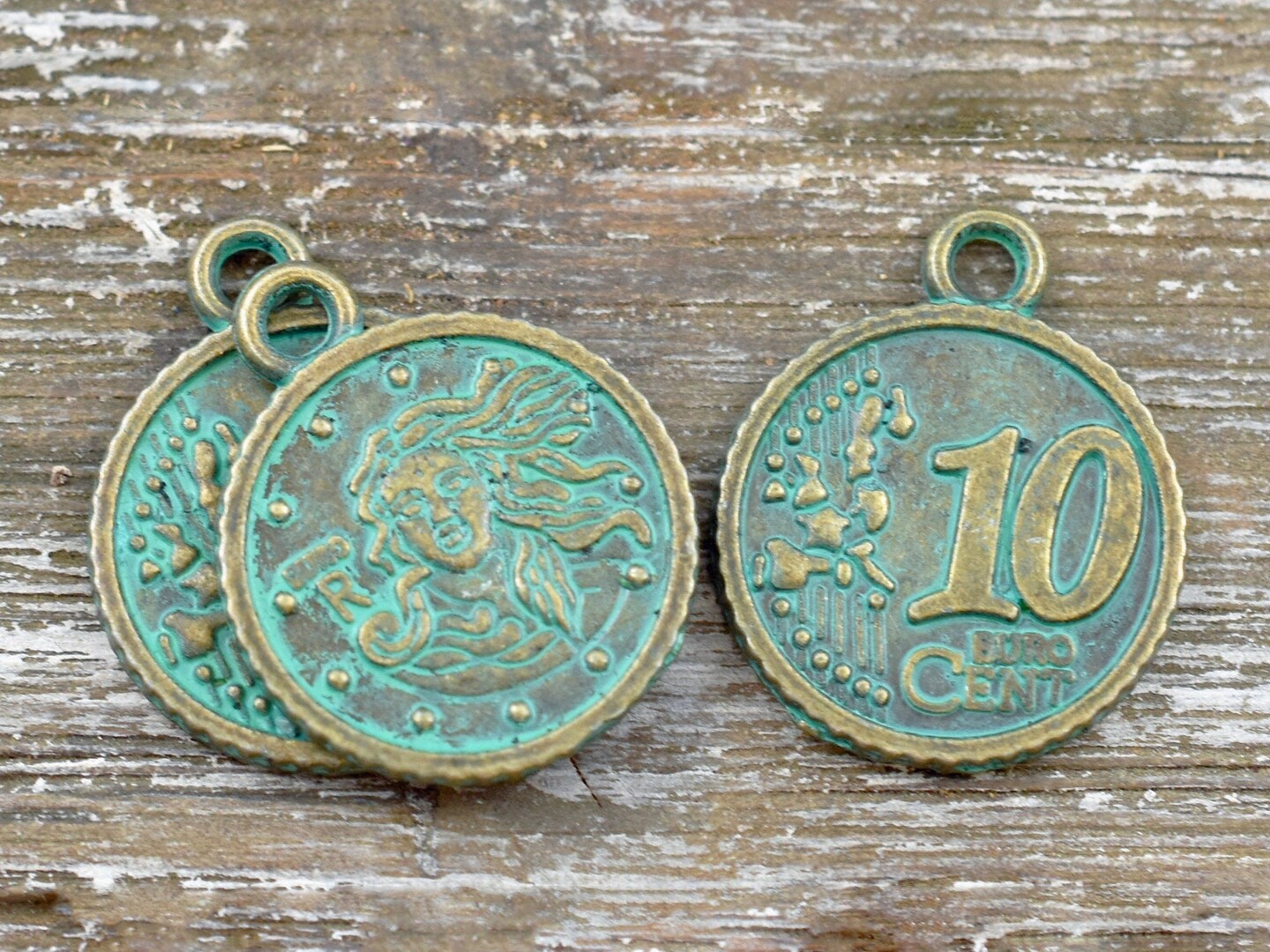 *10* 23x19mm Antique Bronze Patina Coin Charms