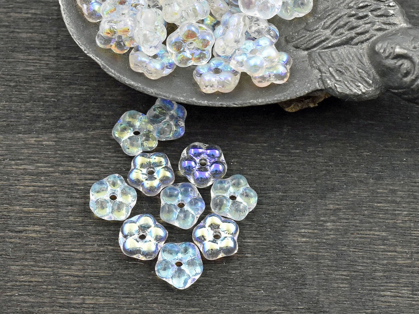 *50* 5mm Crystal AB Forget Me Not Rondelle Daisy Beads