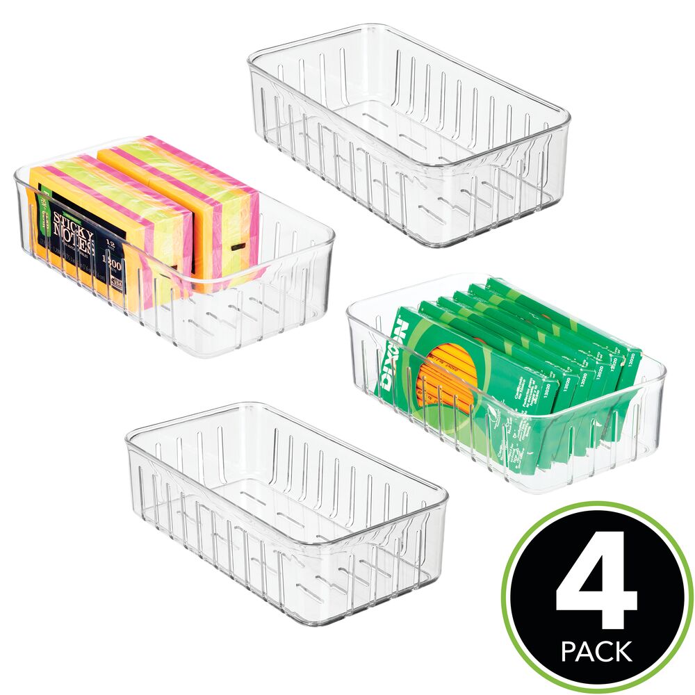 mDesign Rectangular Plastic Office Supplies Storage Organizer Bin