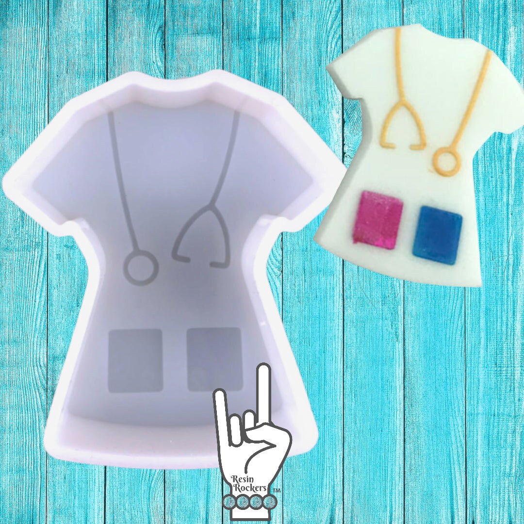 Standing Nurse Scrub Top Silicone Mold for Epoxy Resin Art