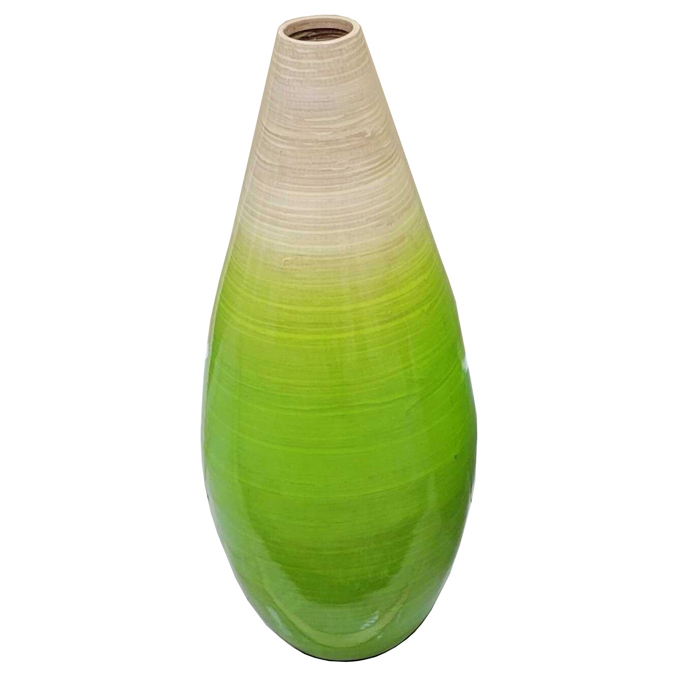 Contemporary Bamboo Floor Flower Vase Tear Drop Design for Dining, Living Room, Entryway Decoration Fill It with Dried Branches or Flowers, Green