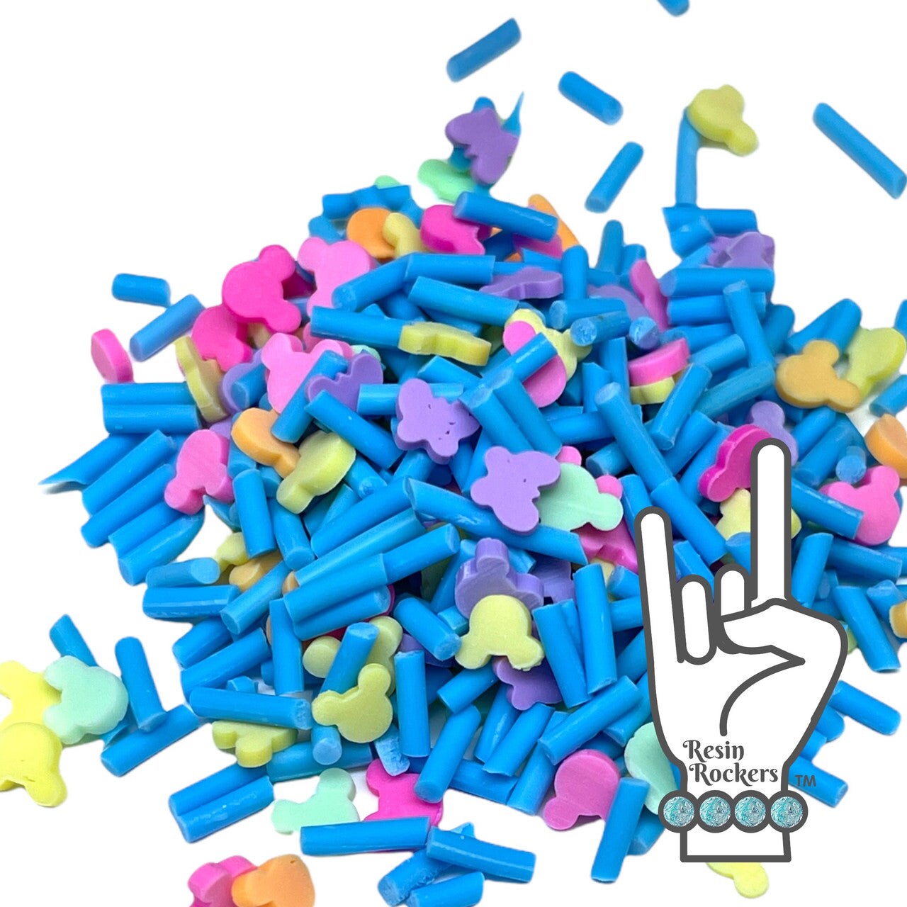 Multi-colored Blue Sprinkle Mouse Ear Polymer Clay Pieces Mix for Epoxy and UV Resin Art