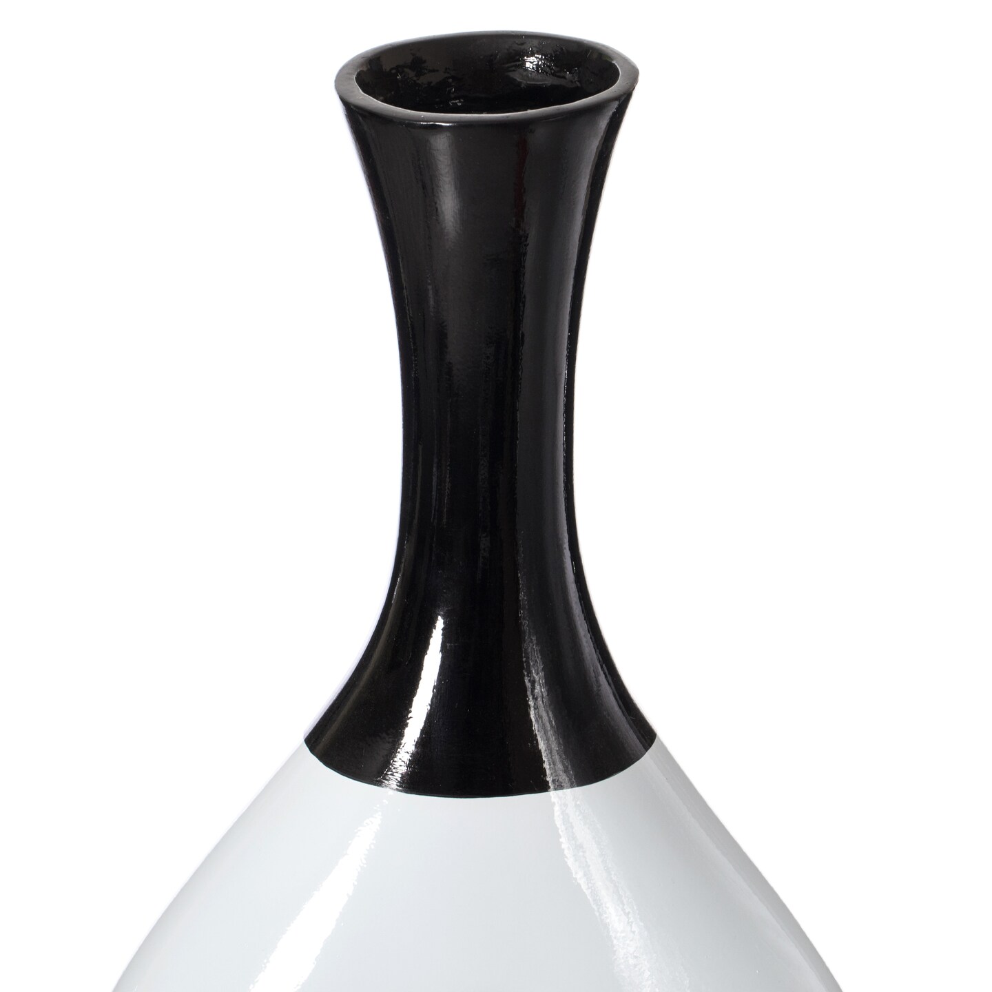 Decorative White Ceramic Floor Flower Vase with Black Neck, 36 Inch Tall for Living Room, Entryway, Dining Room, Modern Home Decor, Large Tall Vases for Flowers, Unique Art Vase, Decorative Floor Vase